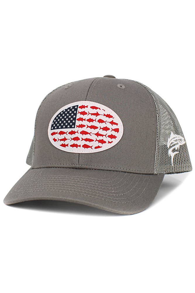 USA Fish Flag Mesh Back American Flag Baseball Cap