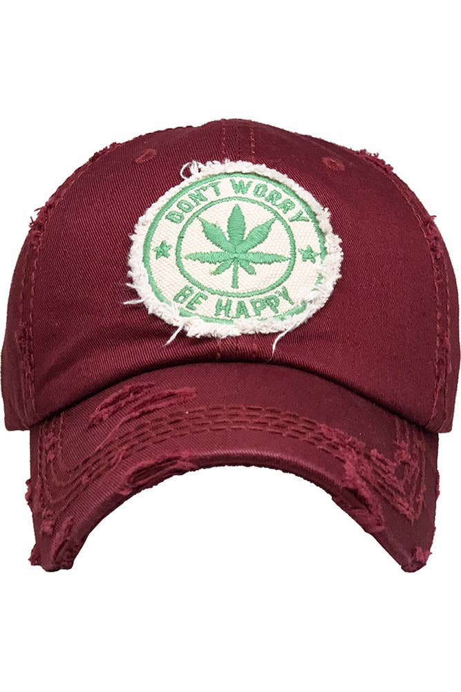 Leaf DON'T WORRY BE HAPPY Patch Vintage Baseball Cap