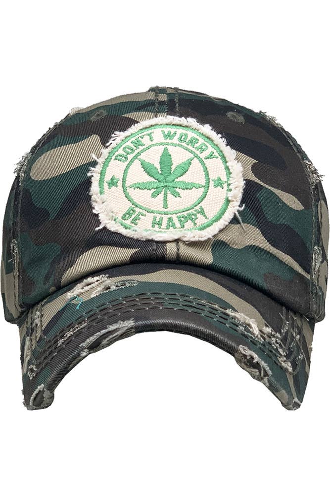 Leaf DON'T WORRY BE HAPPY Patch Vintage Baseball Cap