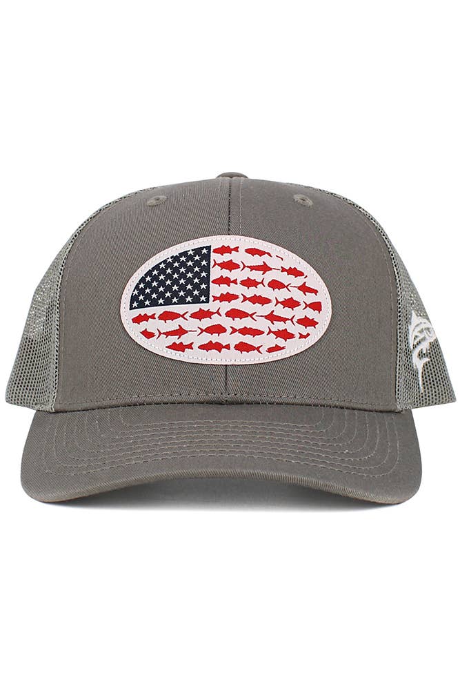 USA Fish Flag Mesh Back American Flag Baseball Cap