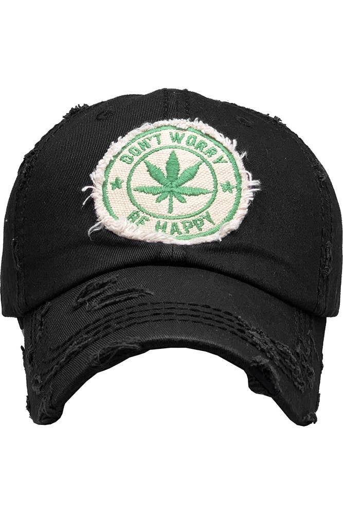 Leaf DON'T WORRY BE HAPPY Patch Vintage Baseball Cap