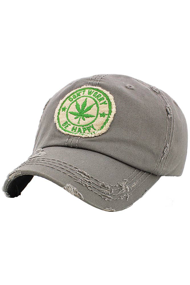 Leaf DON'T WORRY BE HAPPY Patch Vintage Baseball Cap
