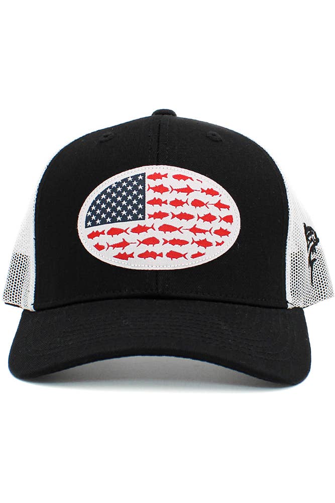 USA Fish Flag Mesh Back American Flag Baseball Cap