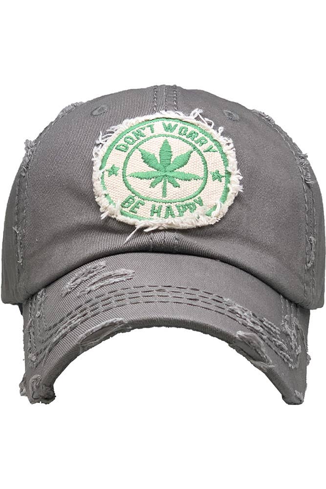 Leaf DON'T WORRY BE HAPPY Patch Vintage Baseball Cap