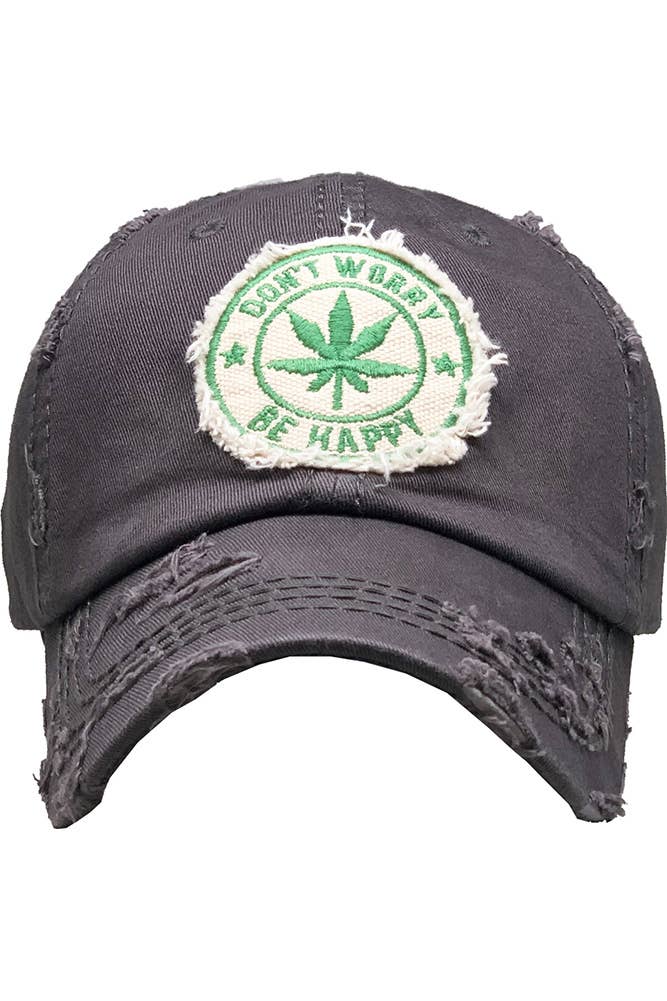 Leaf DON'T WORRY BE HAPPY Patch Vintage Baseball Cap