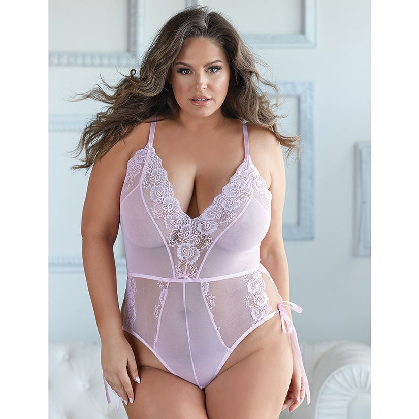 Allure Lace and Mesh Tie Up Romper