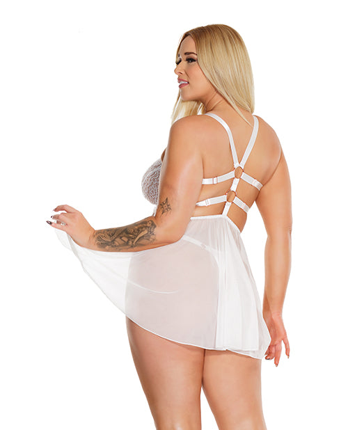 Black Label Net & Scallop Lace Babydoll w/Side Slit & Thong