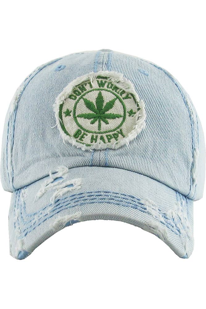 Leaf DON'T WORRY BE HAPPY Patch Vintage Baseball Cap