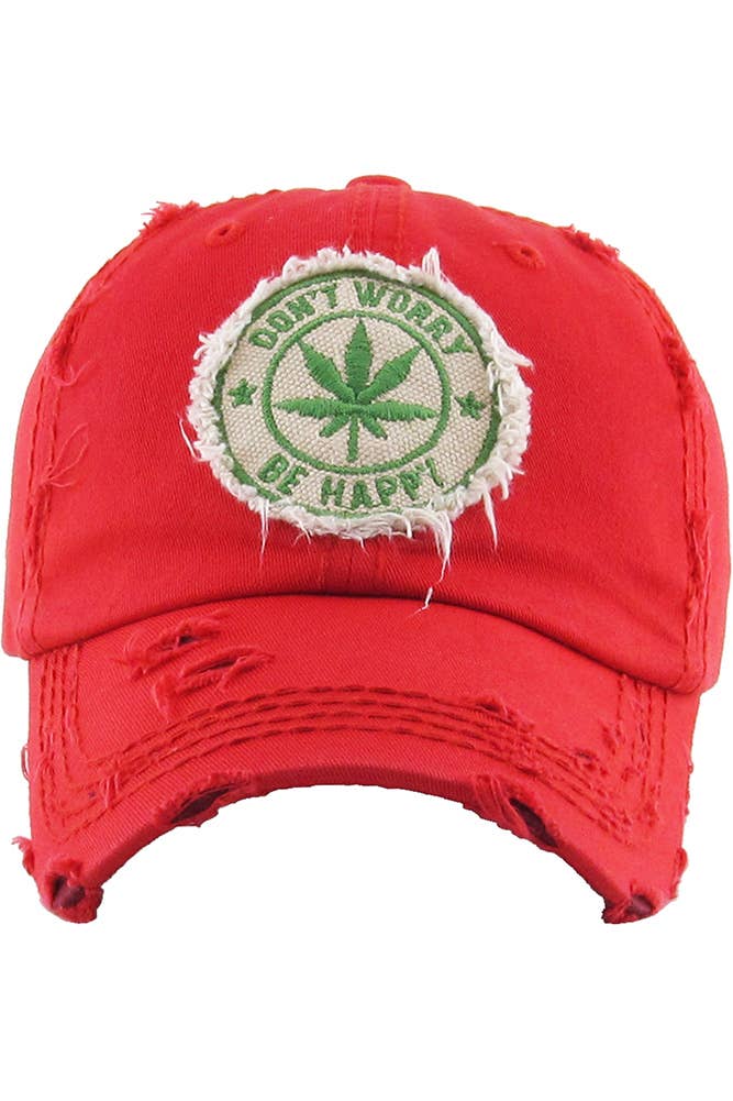 Leaf DON'T WORRY BE HAPPY Patch Vintage Baseball Cap