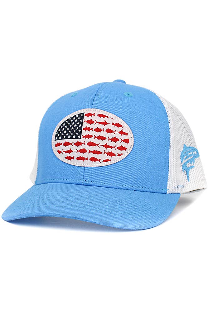 USA Fish Flag Mesh Back American Flag Baseball Cap