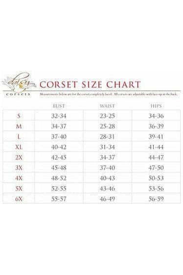 Lavish Wet Look Overbust Corset Red w/Lace Overlay - Daisy Corsets