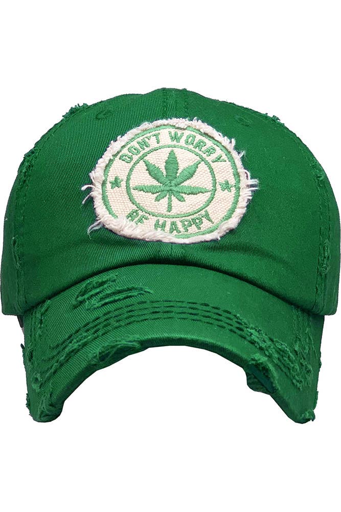 Leaf DON'T WORRY BE HAPPY Patch Vintage Baseball Cap