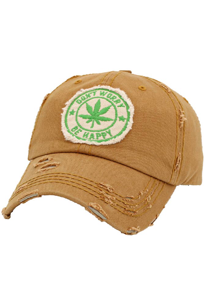 Leaf DON'T WORRY BE HAPPY Patch Vintage Baseball Cap
