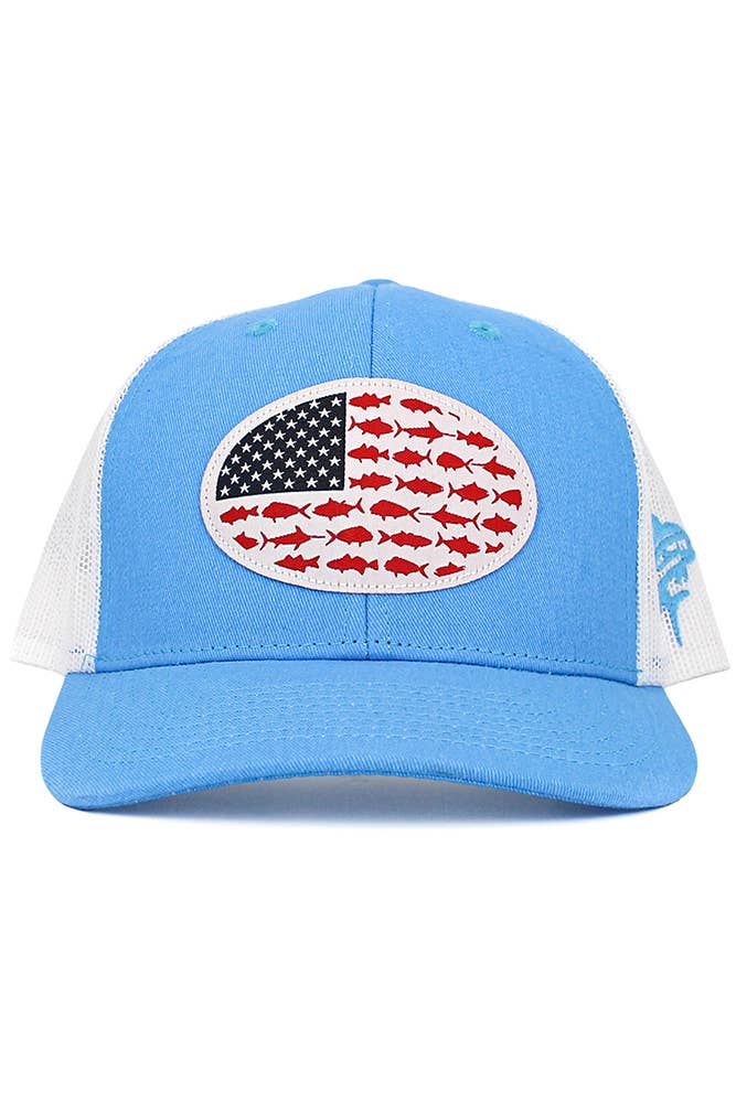 USA Fish Flag Mesh Back American Flag Baseball Cap