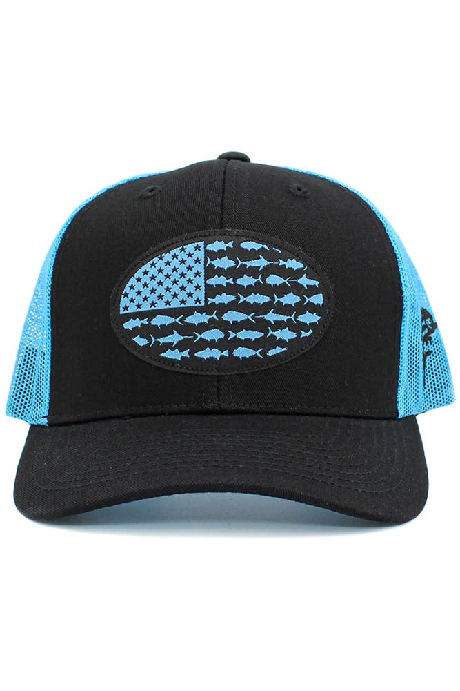 USA Fish Flag Mesh Back American Flag Baseball Cap