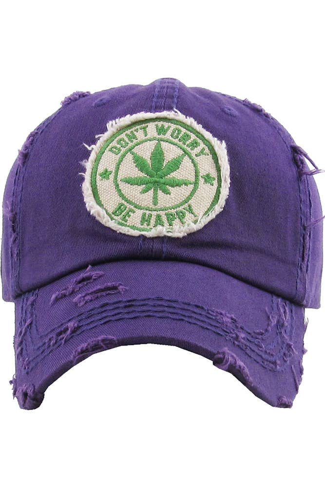Leaf DON'T WORRY BE HAPPY Patch Vintage Baseball Cap