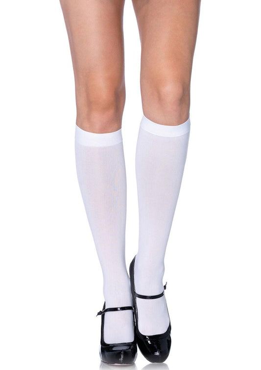 Nylon Knee High - OS - White