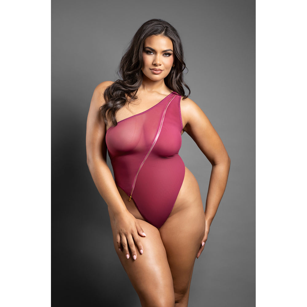 Crotchless Asymmetrical Zipper Teddy