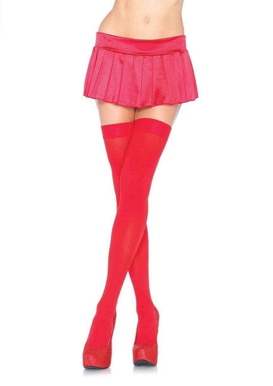 Nylon Thigh High - OS - Red