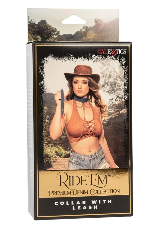 Ride 'em Premium Denim Collection Collar with Leash