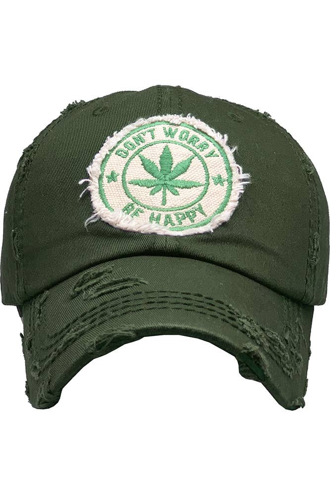 Leaf DON'T WORRY BE HAPPY Patch Vintage Baseball Cap