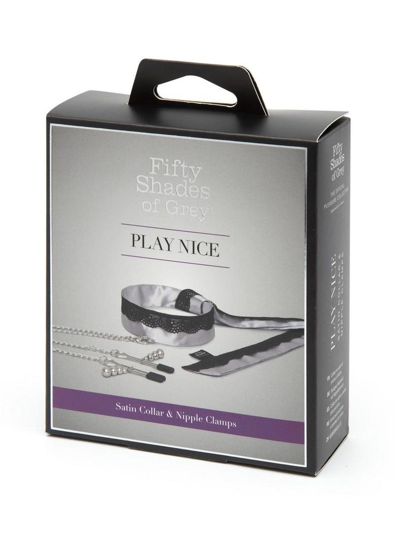 Fifty Shades of Grey Play Nice Satin & Lace Collar & Nipple Clamps