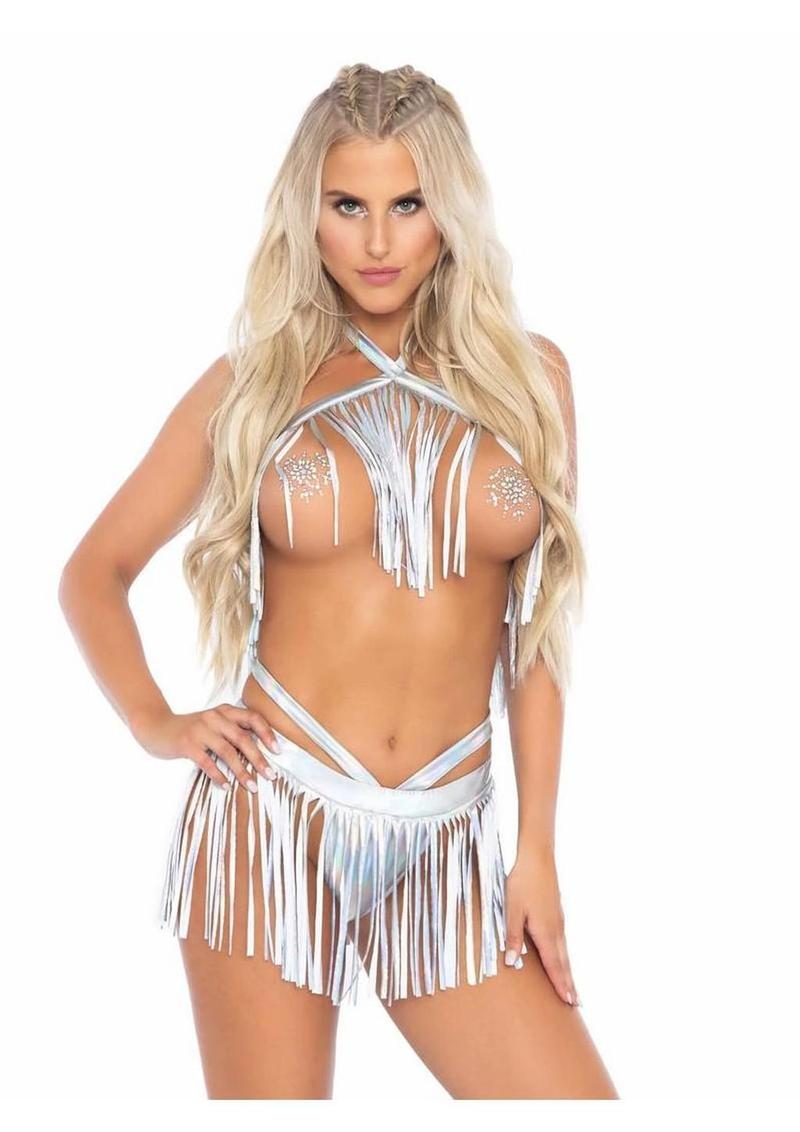 Fringe Halter Top and Matching Bikini Bottoms (2 Piece)