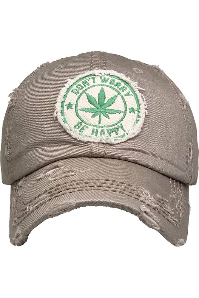 Leaf DON'T WORRY BE HAPPY Patch Vintage Baseball Cap