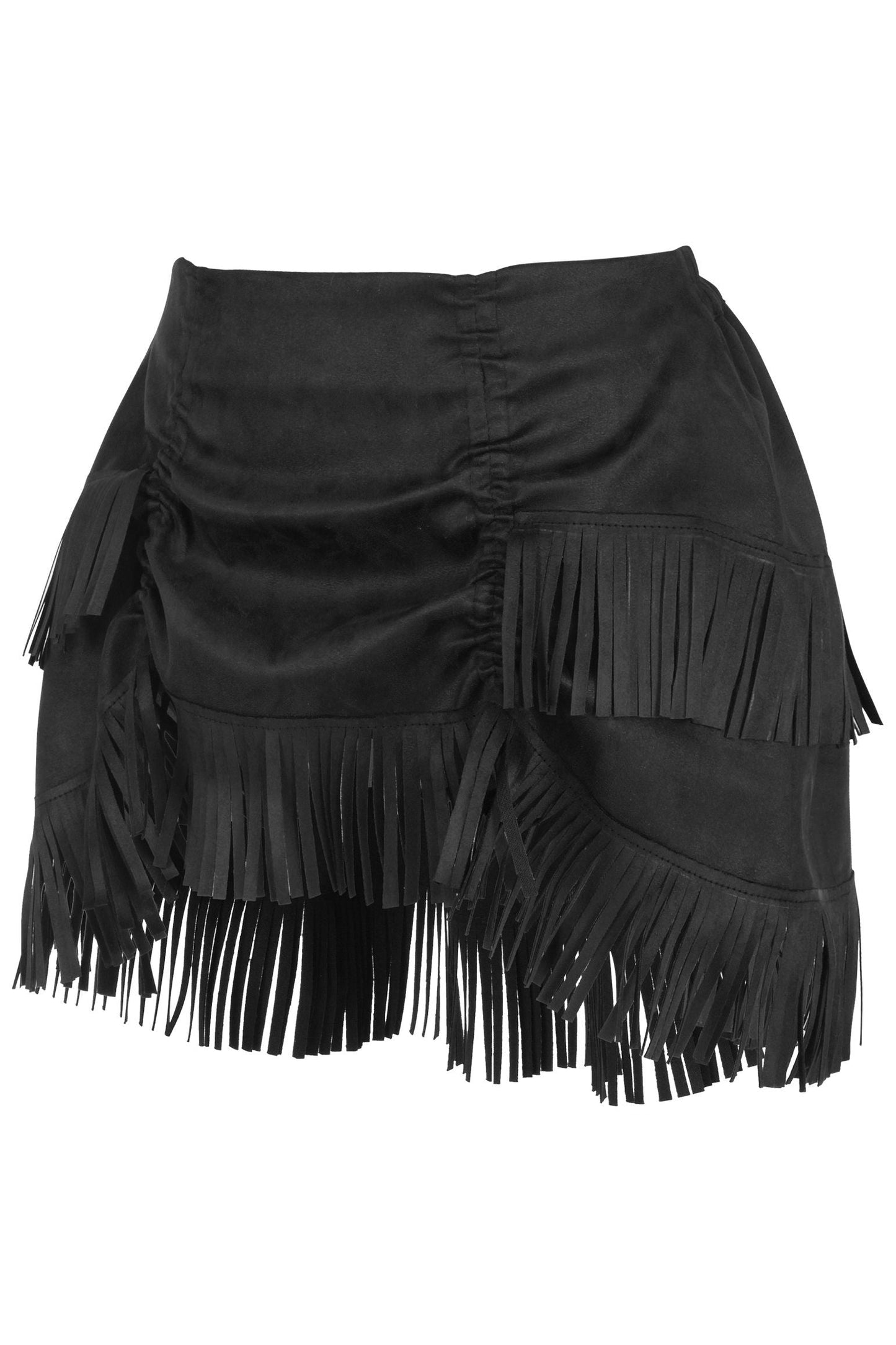 Top Drawer 4 PC Premium Black Suede Fringe Cowgirl Corset Costume