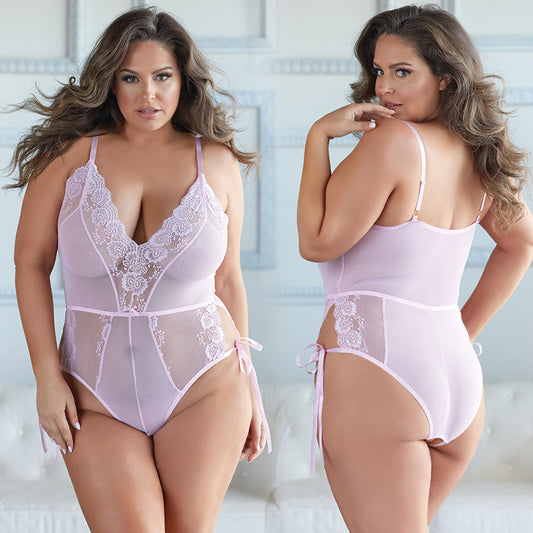 Allure Lace and Mesh Tie Up Romper