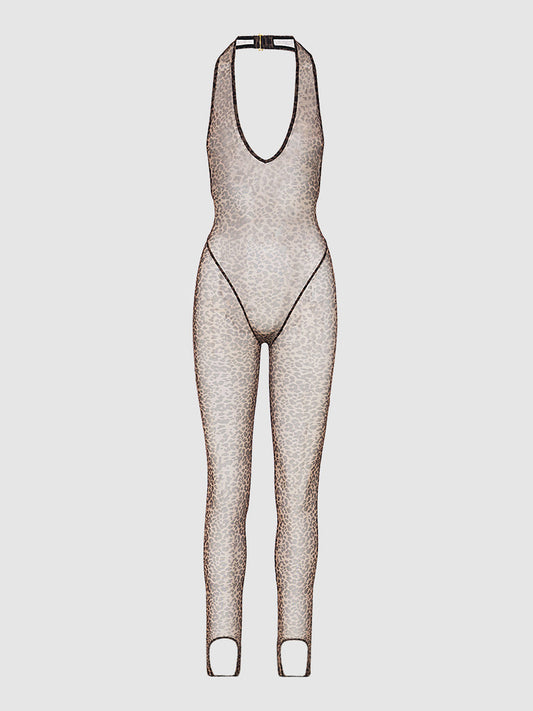 CHANTAL LEOPARD MESH CATSUIT