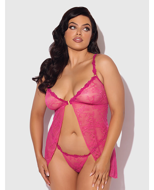 Yvone Lace Babydoll w/Front Closure & G-String