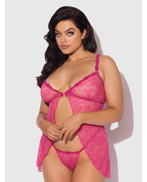 Yvone Lace Babydoll w/Front Closure & G-String