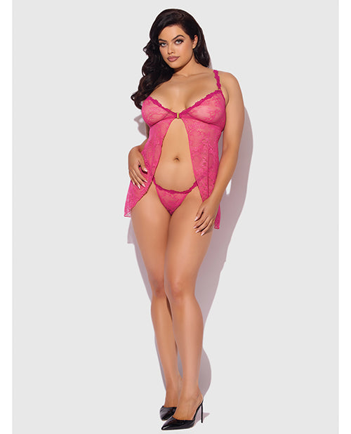 Yvone Lace Babydoll w/Front Closure & G-String