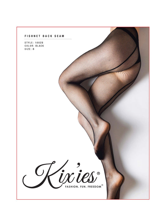 Black Fishnet Tights Back Seam. Petite to Plus Size