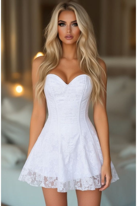 Lavish White Lace Corset Dress