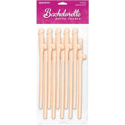 Bachelorette Party Favors Dicky Sipping Straws - Asst. Colors Pack of 10