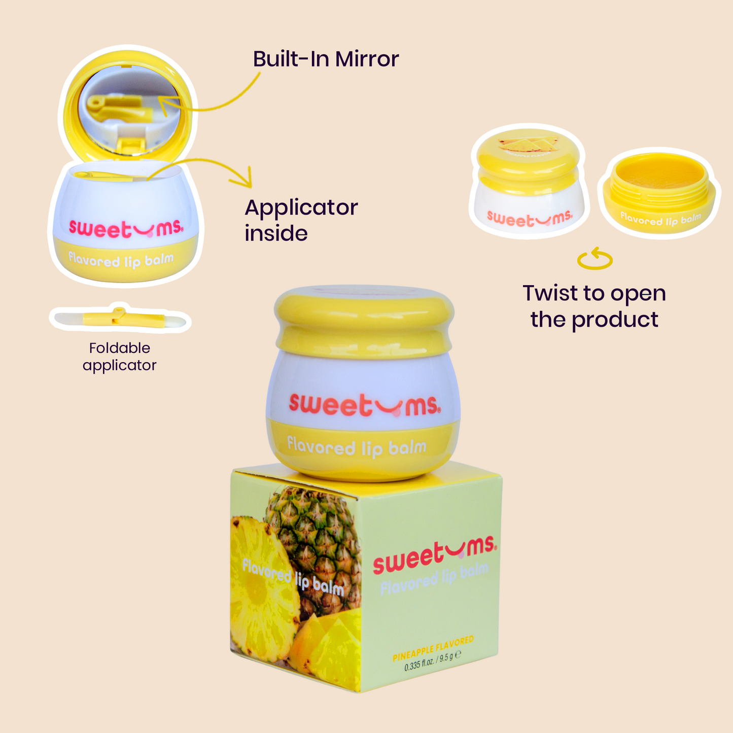 Sweetums Pineapple Flavored Lip Balm