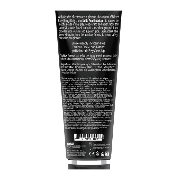 Wicked Jelle Water Based Anal Lubricant - 8 oz Fragrance Free