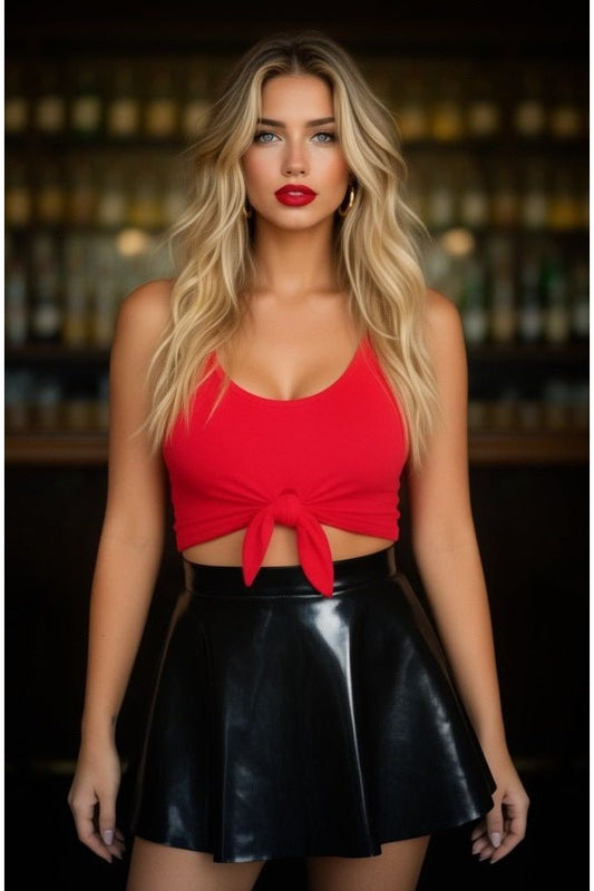 Black Patent Mini Skater Skirt - Daisy Corsets