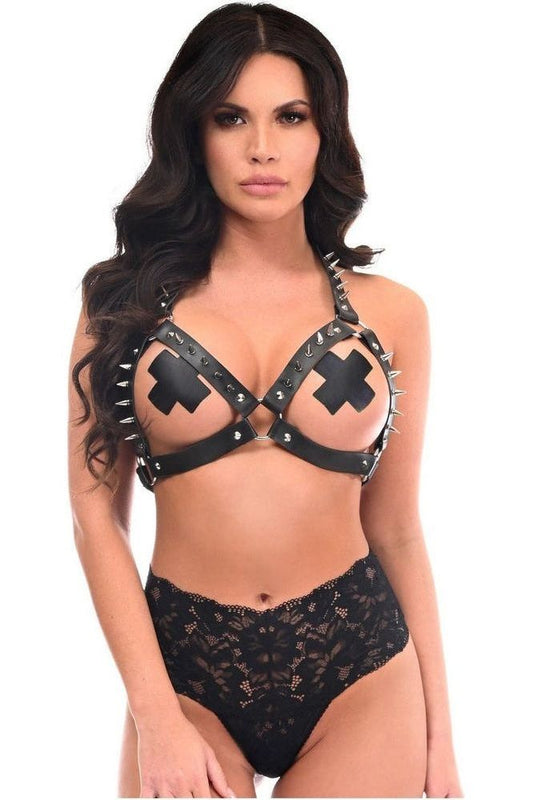 Black & Silver Spikes Body Harness - Daisy Corsets