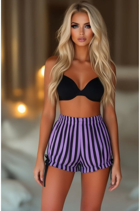 Black/Light Purple Striped Bloomers - Daisy Corsets