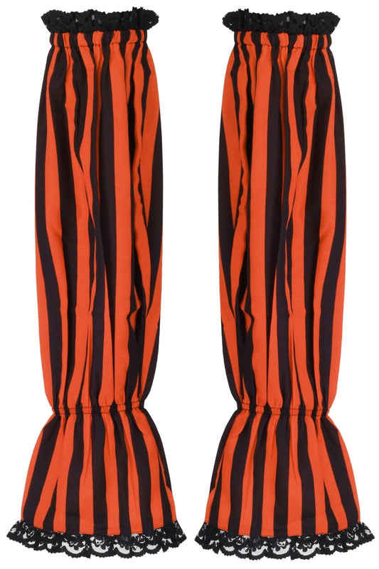 Black/Orange Striped Smocked Sleeves - Daisy Corsets