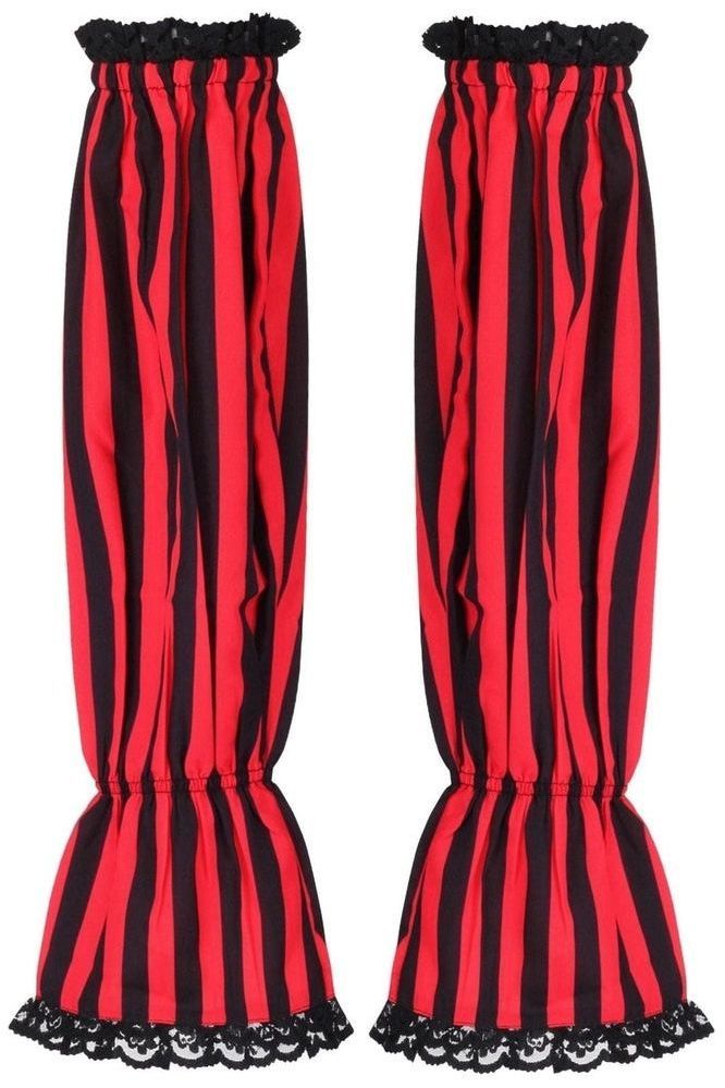 Black/Red Striped Smocked Sleeves - Daisy Corsets
