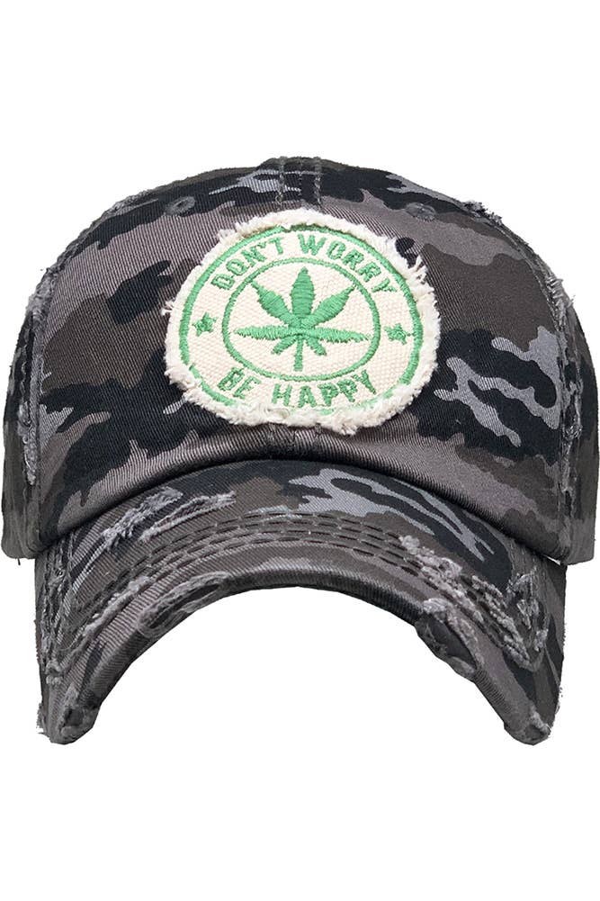 Leaf DON'T WORRY BE HAPPY Patch Vintage Baseball Cap