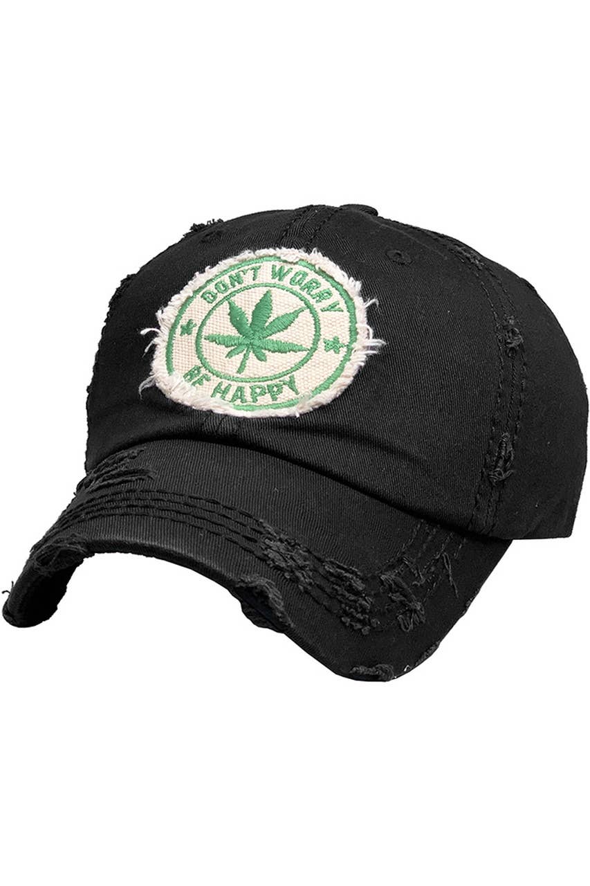 Leaf DON'T WORRY BE HAPPY Patch Vintage Baseball Cap