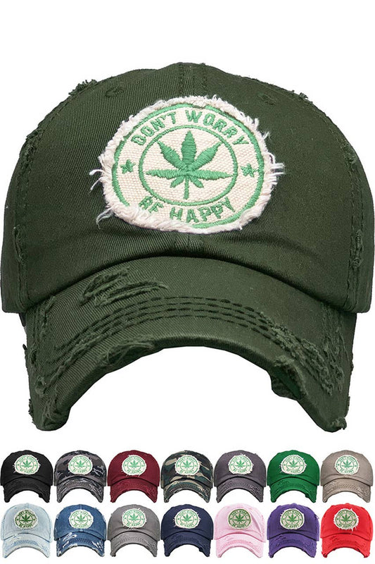 Leaf DON'T WORRY BE HAPPY Patch Vintage Baseball Cap