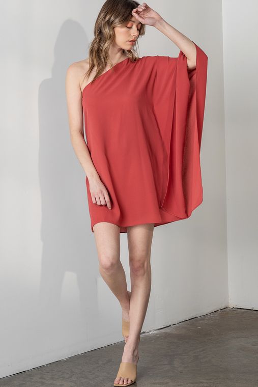 One Shoulder Textured Dress- NWT