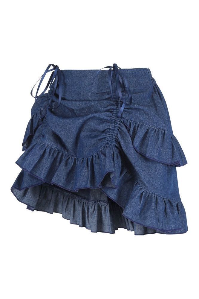 Lavish 2 PC Lt Pink Brocade Corset & Denim Skirt Set - Daisy Corsets