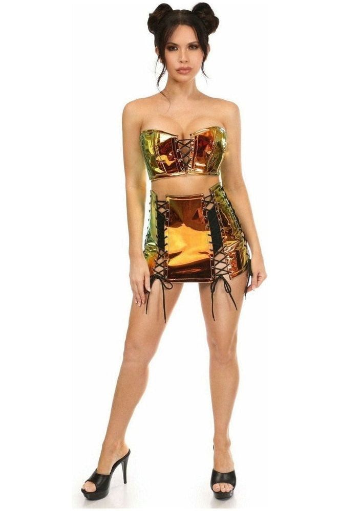 Lavish 2 PC Sunset Holo Bustier & Skirt Set - Daisy Corsets